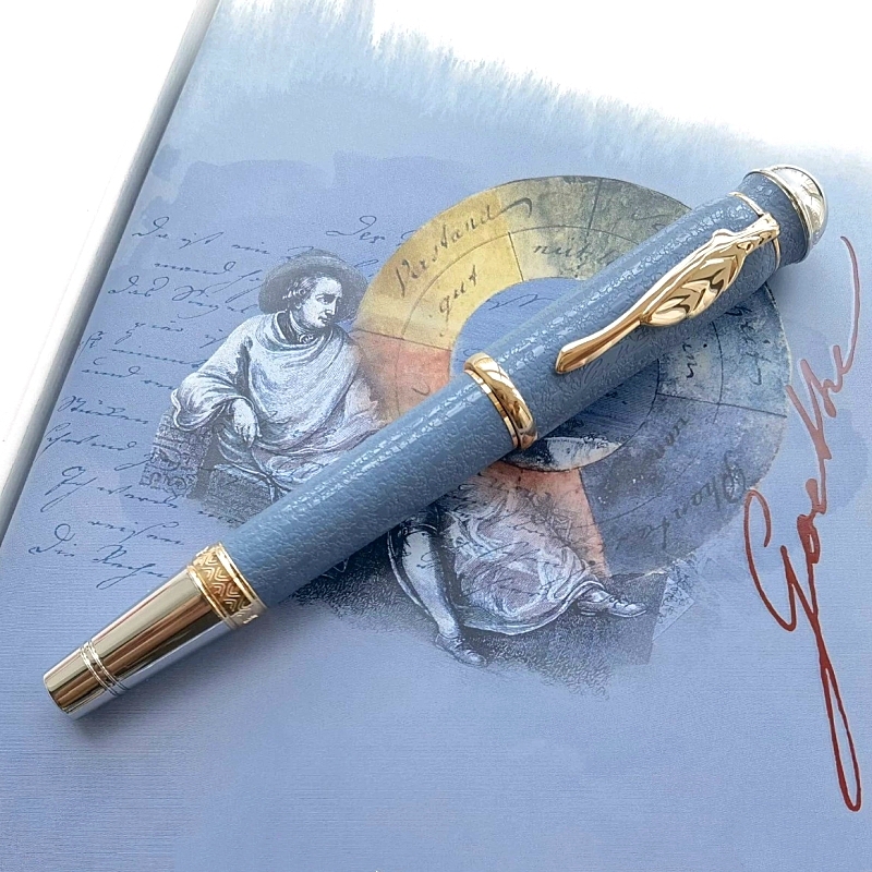 Limited Edition Goethe Blue And Black Metal Rollerball Pen Ballpoint Pen Unique Design Office School Writing Ink Fountain Pens With Serial Number
