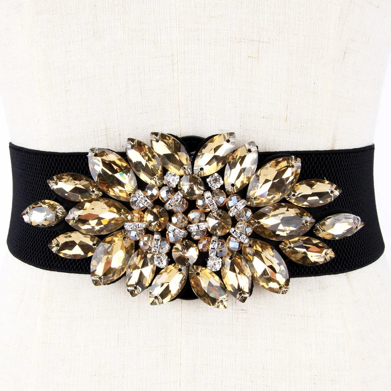Rhinestone Dress belts for women Women Colorful Crystal Elastic Waistband Fashion Ladies Corset Summer Dress Accessories 251024