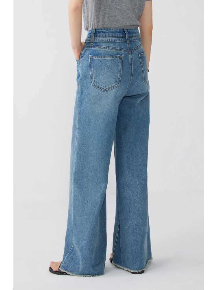 ZIQIAO Cool High Waist Straight Wide Leg Jeans For Women 2024 Summer New Slim Drape Mopping Pants 24ZQ92027 J251031