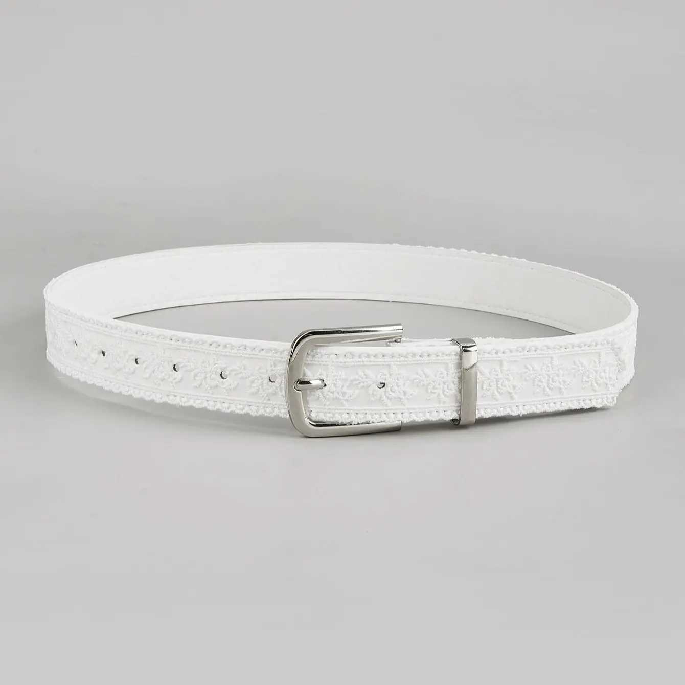 Elegant Lace Trim Pin Buckle Belt Womens Fashion Leather Waistband Stylish Ladies Accessory for All OccasionsW251030