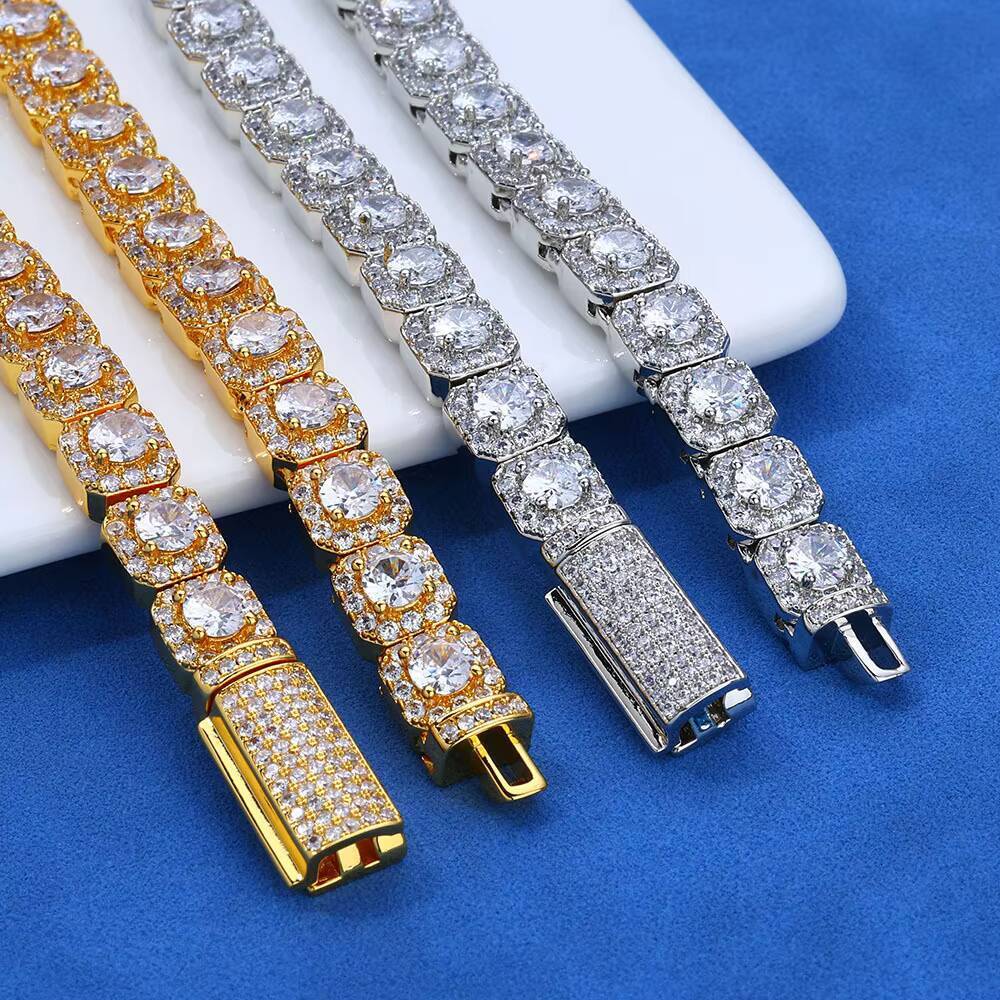 Fashion Moissanite Diamond Tennis Bracelet Luxury Womens Men Gold 925 Sterling Silver Lab Grown Mossanite Jewelry