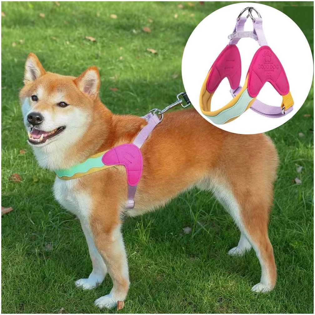 No Pull Yshaped Dog Harness for Small Dogs Shiba Inu Corgi Puppy Chest Straps Macaron Color Matching Pet Outdoor Products C251031