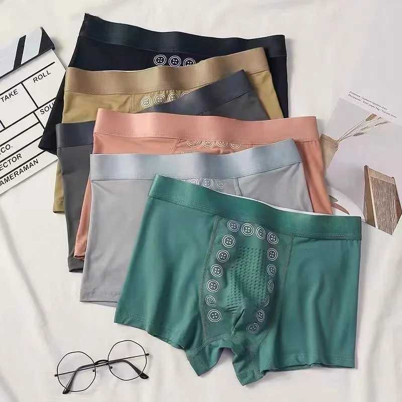 Mens Boxer Shorts 3A Graphene Antibacterial Ice Silk Ushaped Raised Bag Underwear Massage Particle Breathable UnderwearT251031