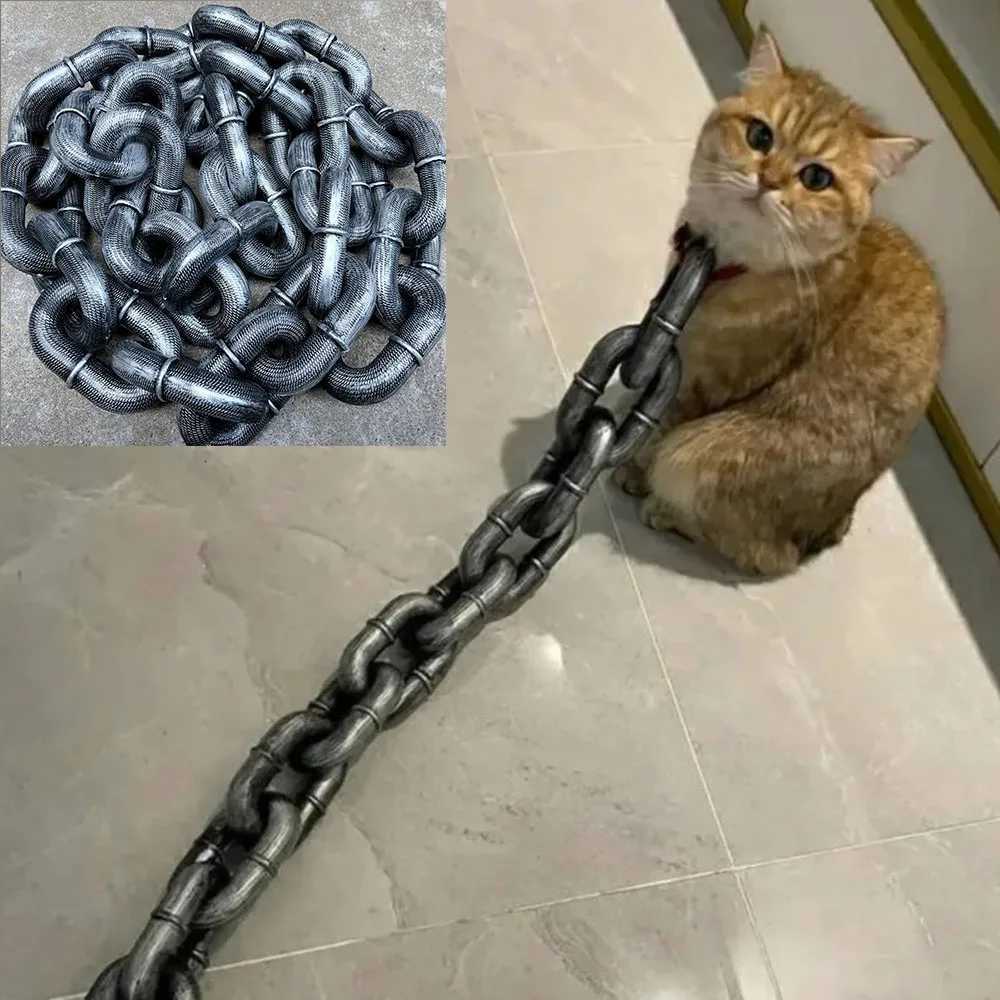 Funny Plastic Simulation Iron Chain For Small Dogs Pet Cat Dog Leads Lightweight Huge Plastic Dog Leash Puppy Lead for Halloween C251031