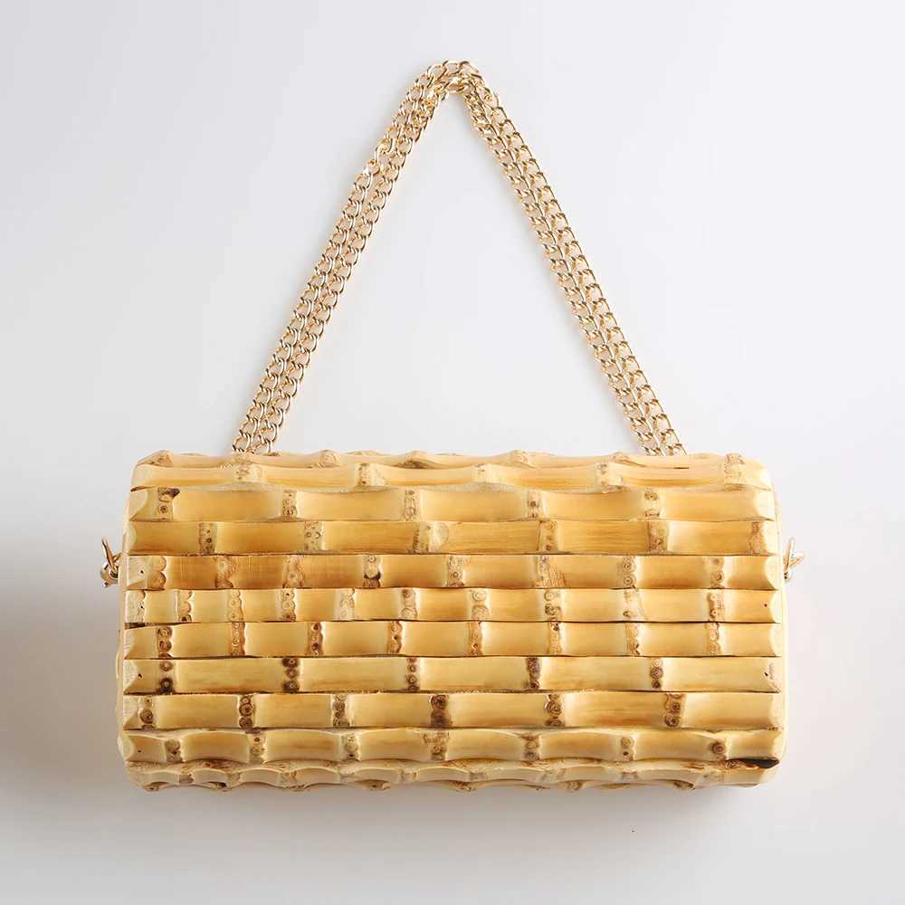 Nilerun Brand Long Adjustable Chain Unique Handmade Natural Wood Rattan Straw Bamboo Root Cross Body Shoulder Messenger Bag W251031