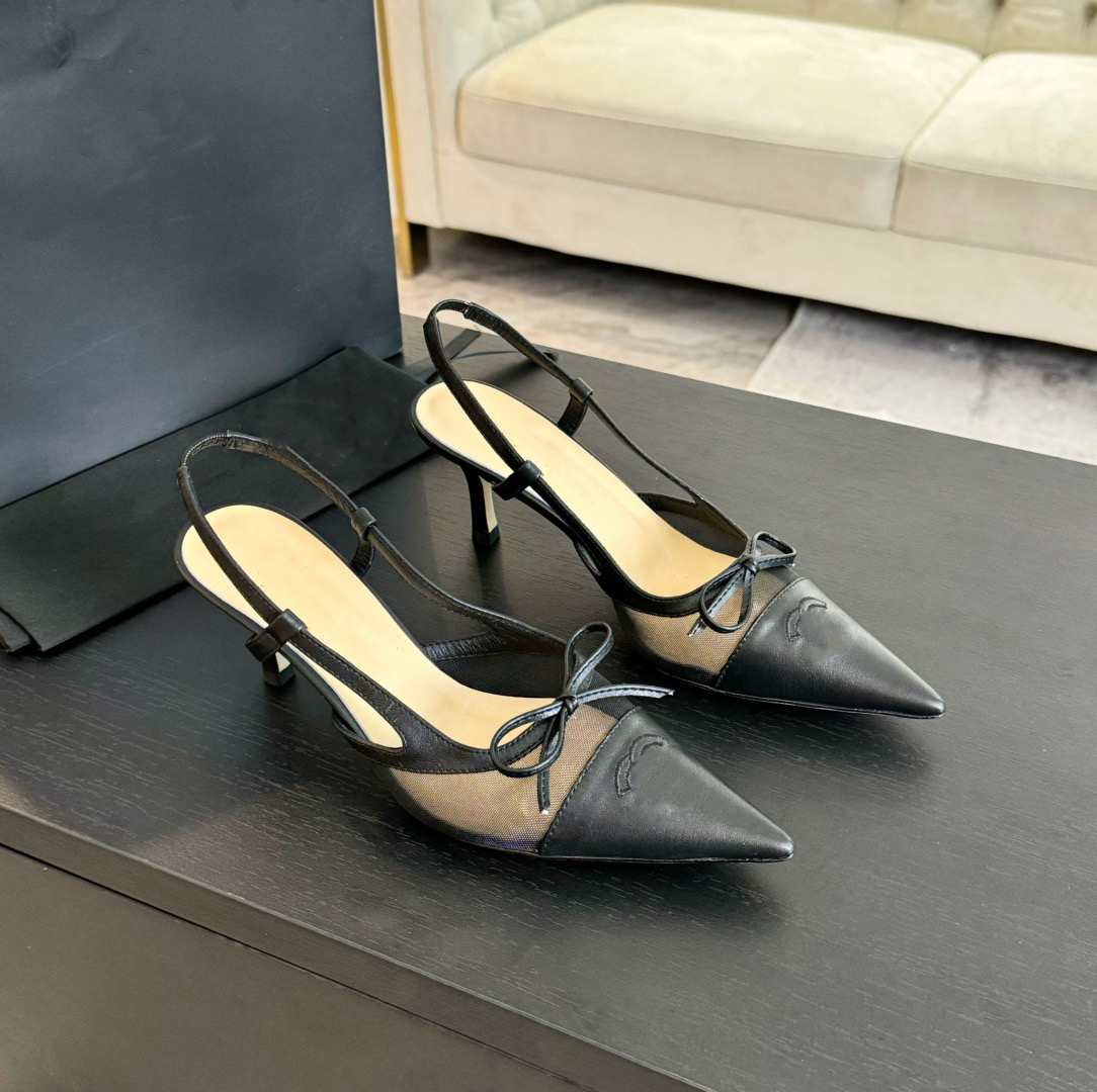 Paris catwalk design ladies summer Pointed Toes high-heeled Slippers square stiletto Luxury designer brand sandals fashion party High heeled sandals High heel