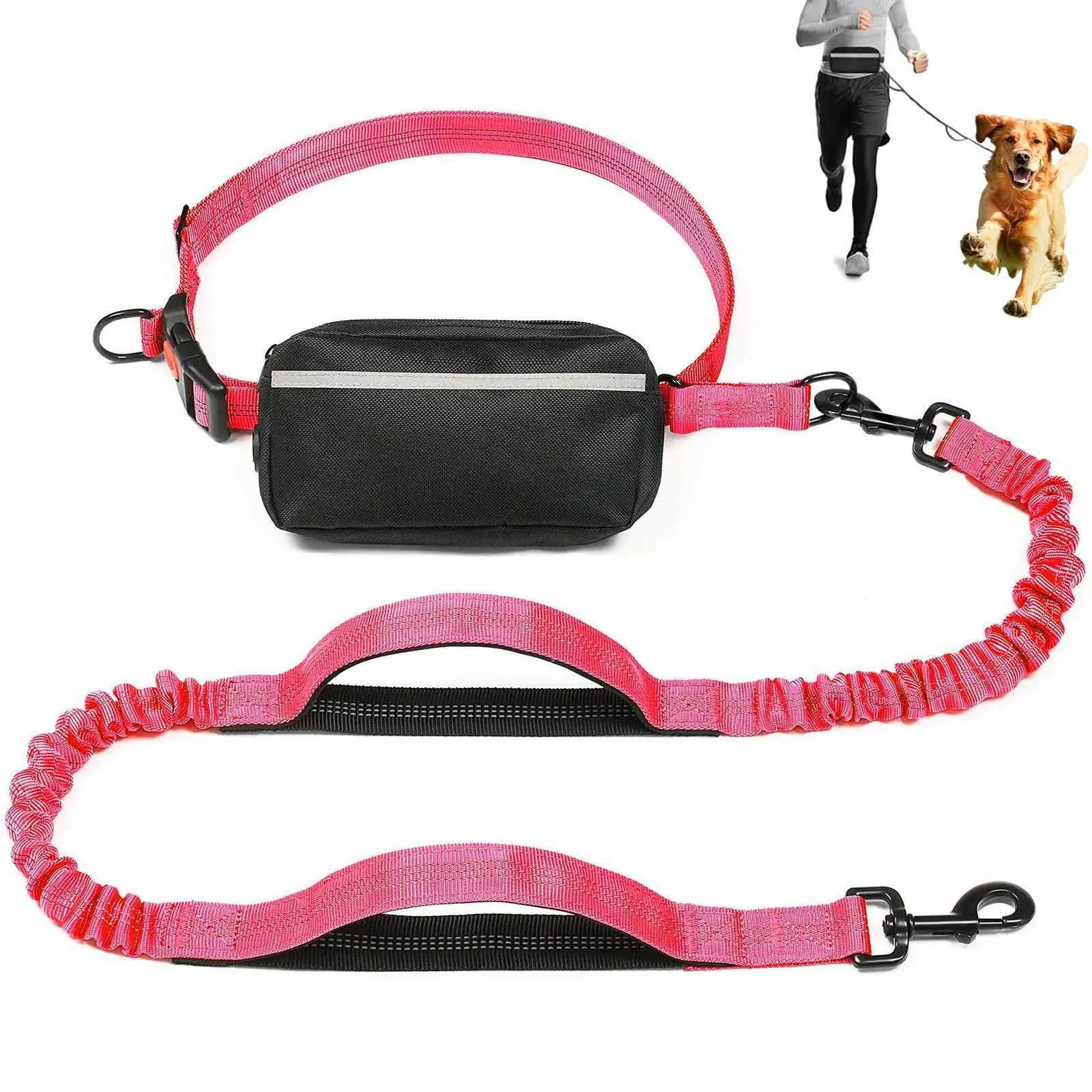 Reflective Dog Running LeadHands Free Dog Leash With Removable Waist Bag And Double Handle LeashSuitable For All Dogs Breeds C251031