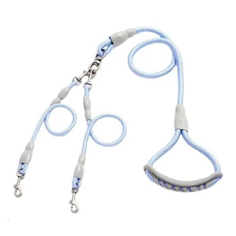 Pet dual head dog walking rope one drag two traction rope anti winding and detachable Leads for Hands Rope for Medium Large Dog C251031