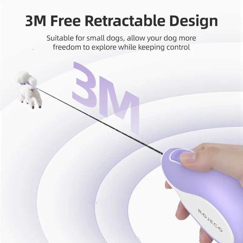 ROJECO Mini Automatic Retractable Dog Leash 3M Extendable Rope Dog Lead For Outdoor Walking Dogs Roulette Leash Dog Accessories C251031