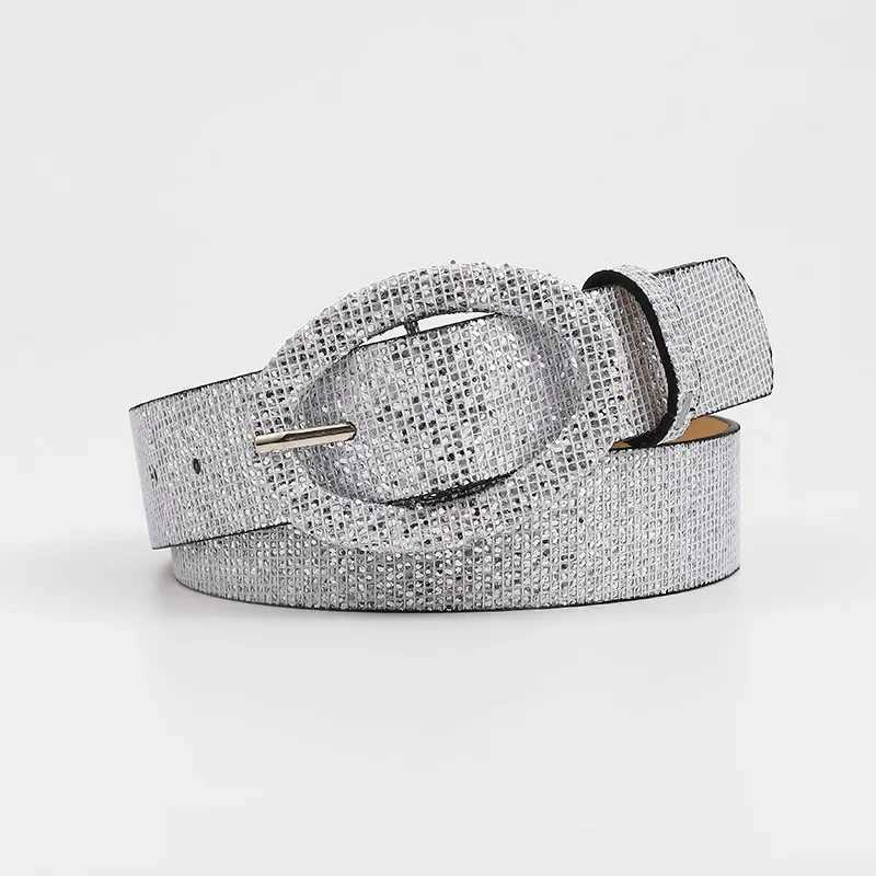 Women Belt Cummerbund Ceinture Femmel Glitter Gold Fashion Casual High Quality Female Belt for Women Silver Pu Waist Belt AL103W251030