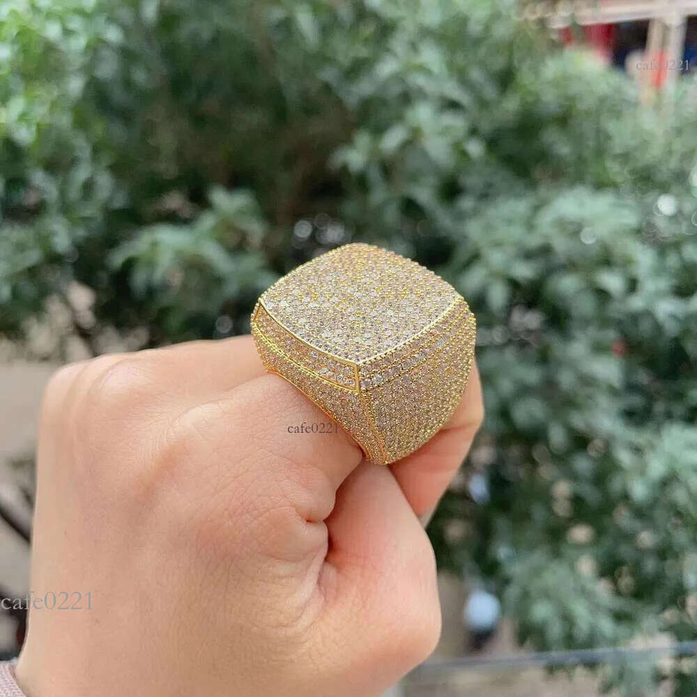 Moissanite Ring Men Iced Out Jewelry Vvs Moissanite Men Ring Gold Hip Hop Real Gold Hiphop Gemstone Rings Round Champion Ring Nice Gift