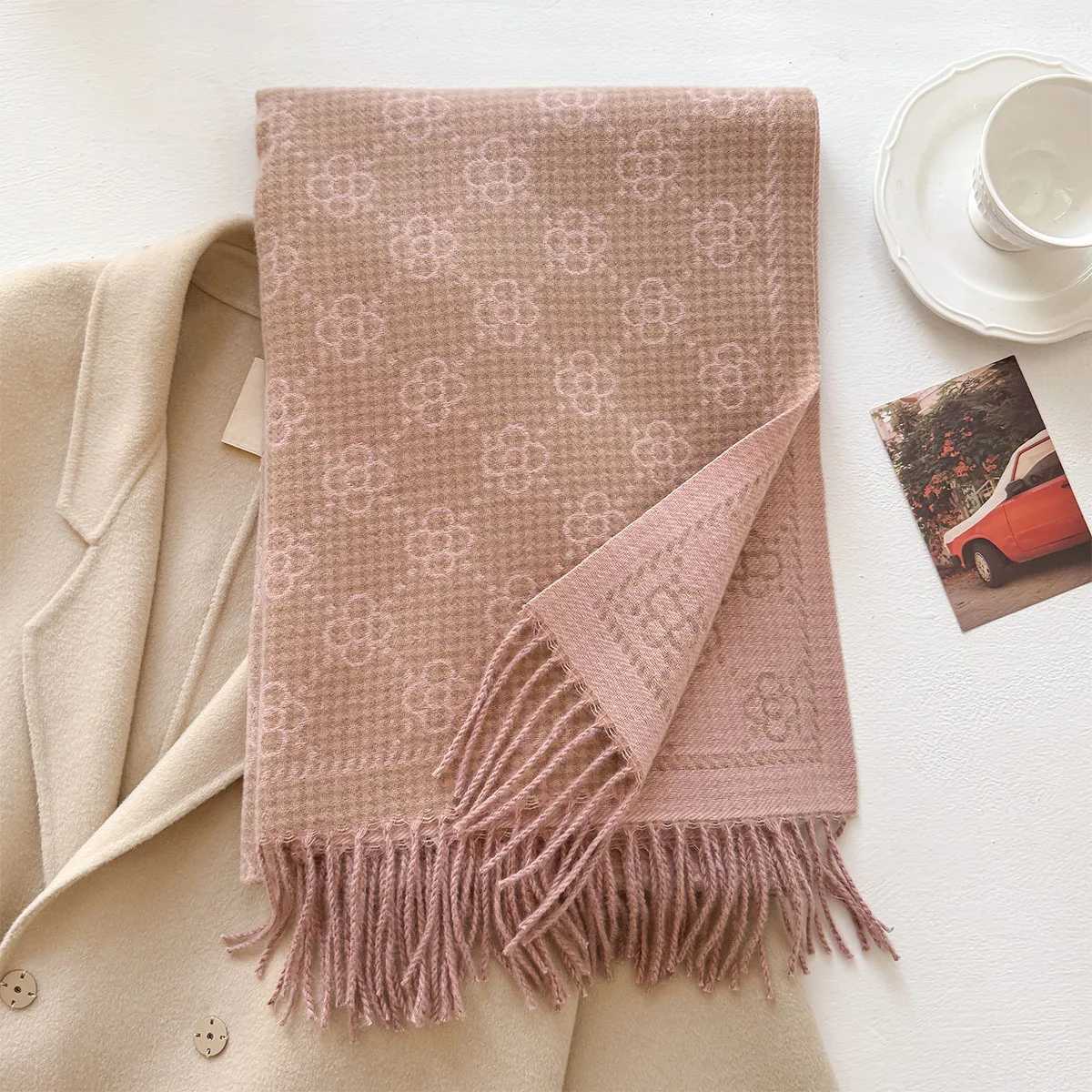Luxury Duplex Printing Winter Cashmere Scarf Women Warm Long Tassel Scarves Female Print Shawl Thick Foulard Bufanda C251031