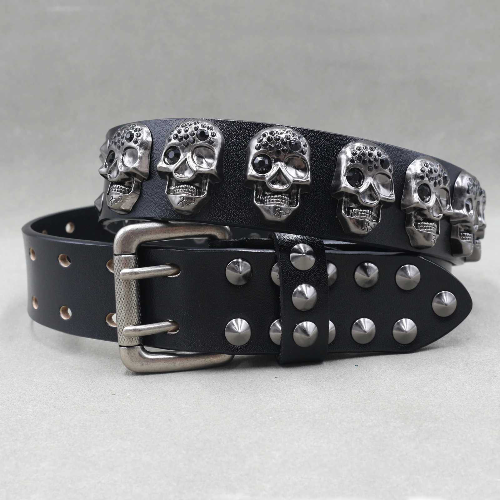 Heavy Metal Punk Belt Genuine Leather Hip Hop Belts For Men Cross Rivet Jeans belt male Strap Ceinture Homme designer beltW251030
