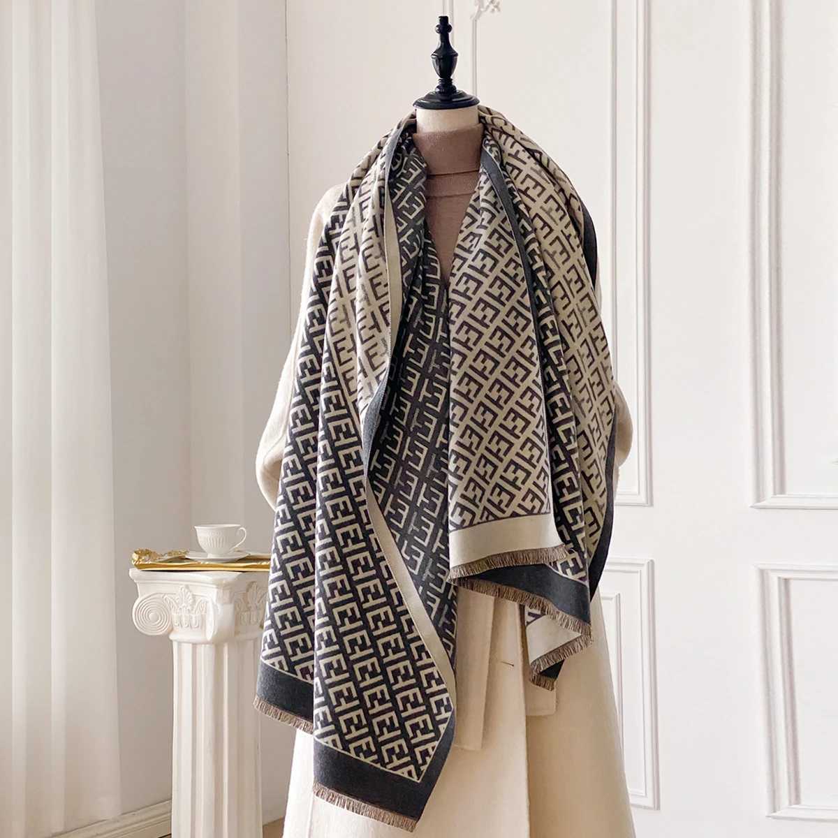 2025 New Luxury Brand Women TwoSided Print Scarf Soft Warm Shawl Winter Outdoor Coldproof Windproof Blanket Scarf C251031