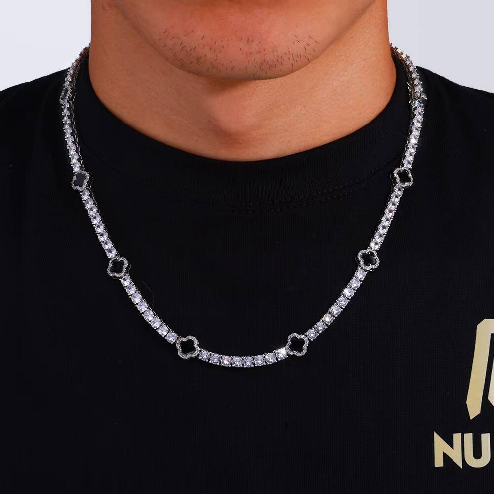 2025 New Trendy Fashion Jewelry Clover Necklace Lucky Grass Bracelet Tennis Chain Hip Hop Jewelry Famous Design Jewelry