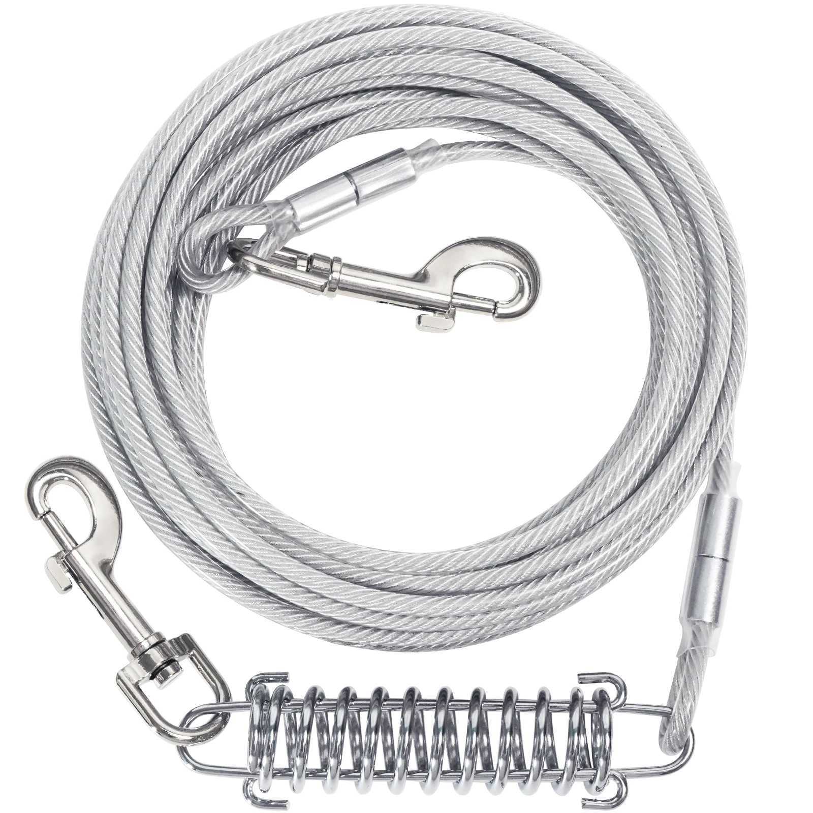 Tie Out Cable Dog Walking Training Glue coating Leashes Double Head Pet Wire Rope with Steel Buckle For Two Dogs Usage C251031