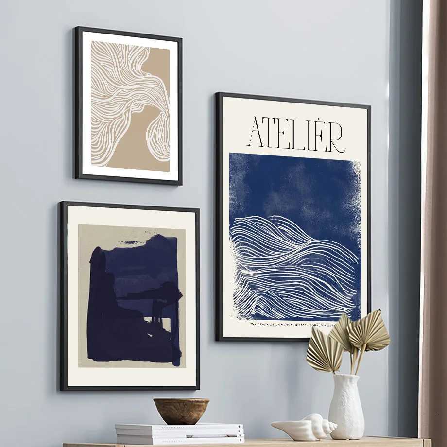 Abstract Blue Vintage Posters And Prints Matisse Line Girl Wall Art Canvas Painting Hotel Bar Pictures Living Room Home Decor C251031