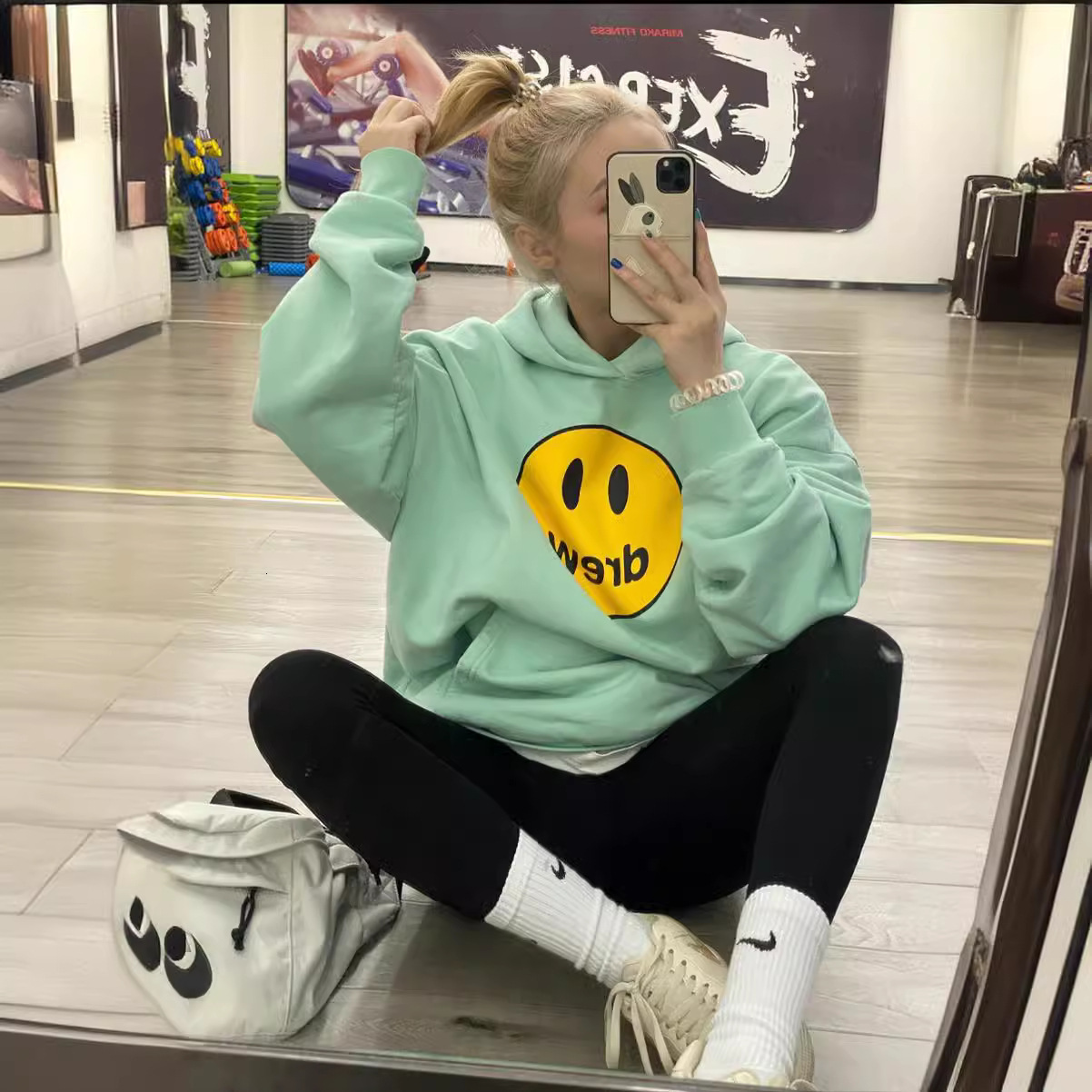 Drew Smiley Face Letter for Women, Ins Internet Celebrity Bieber Same Style, Men's Trendy High Street Fashion Brand, Couple's Hoodie