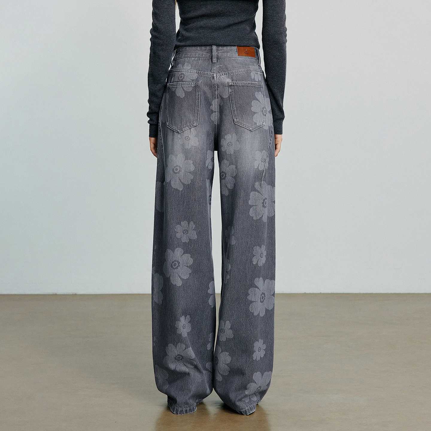 TOYOUTH Women WideLeg Pants 2025 Autumn NewAsymmetric Retro Cotton Printed Trousers J251031