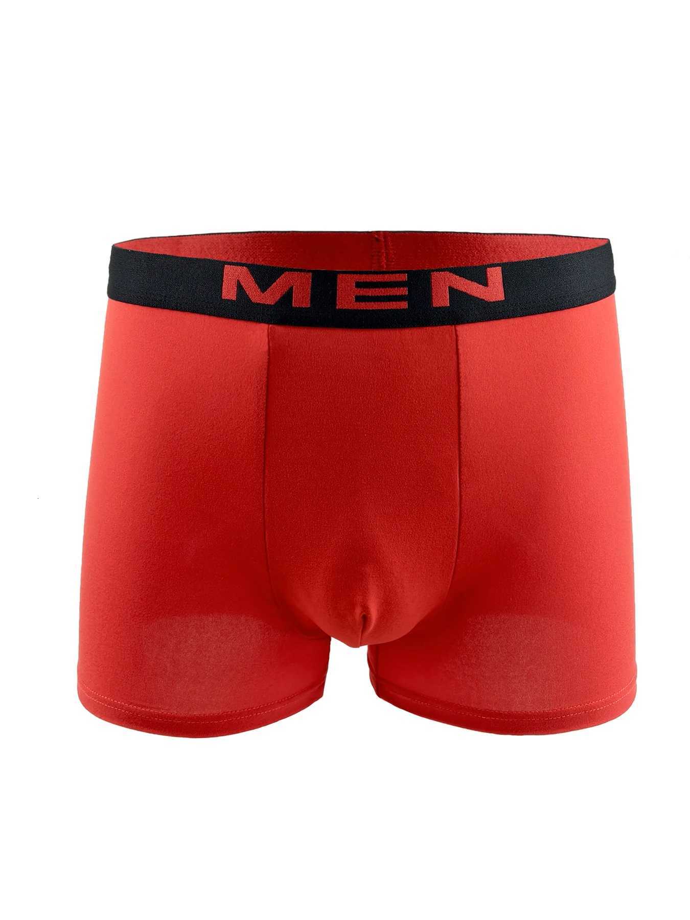 Mens 4Pack Polyester Boxer Briefs MEN Waistband Black Red Underwear SetT251031