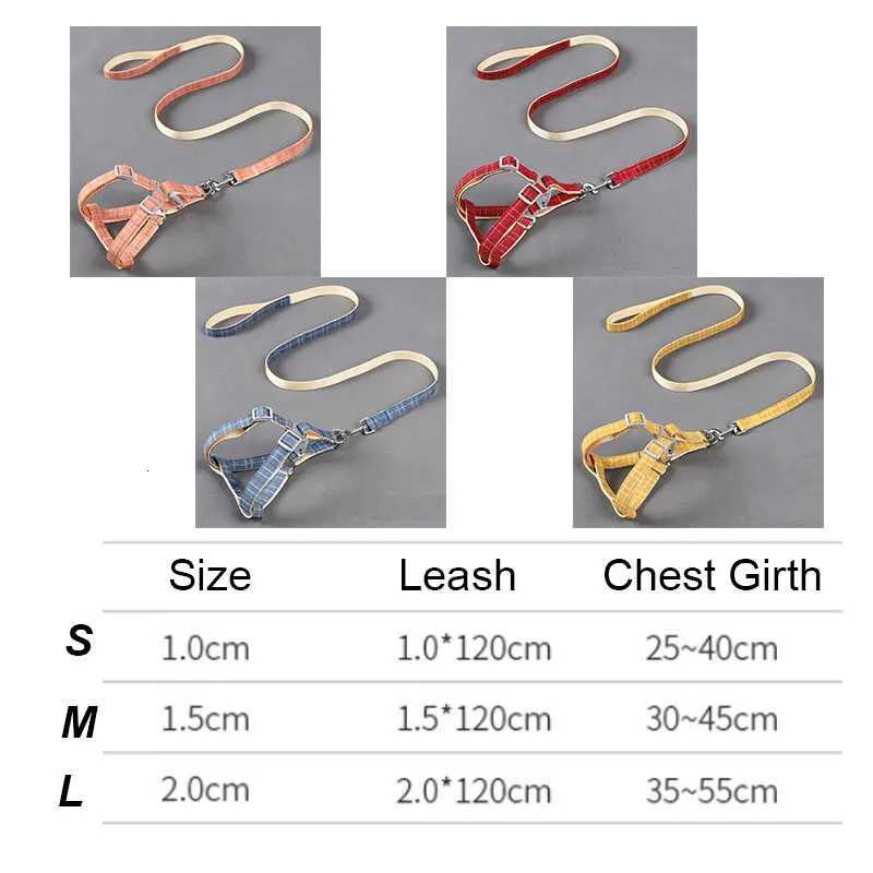 Dog Harness leash Set Grid Plaid Checked Pattern Adjustable NO Pull Dog Harness and Leash for Puppy Cat Small Large Dog Favor C251031
