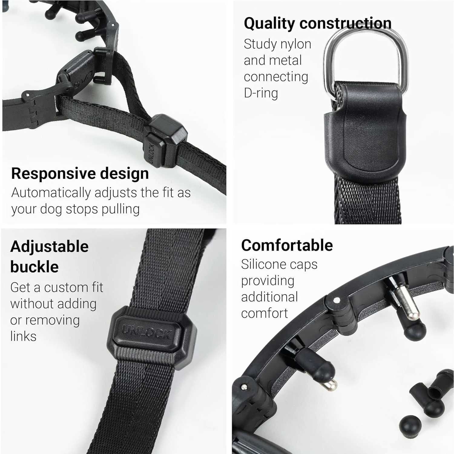 Dog Prong Collar for NoPull Training QuickRelease Buckle Adjustable Pinch Collar Dog Training Collar for Large Dog C251031