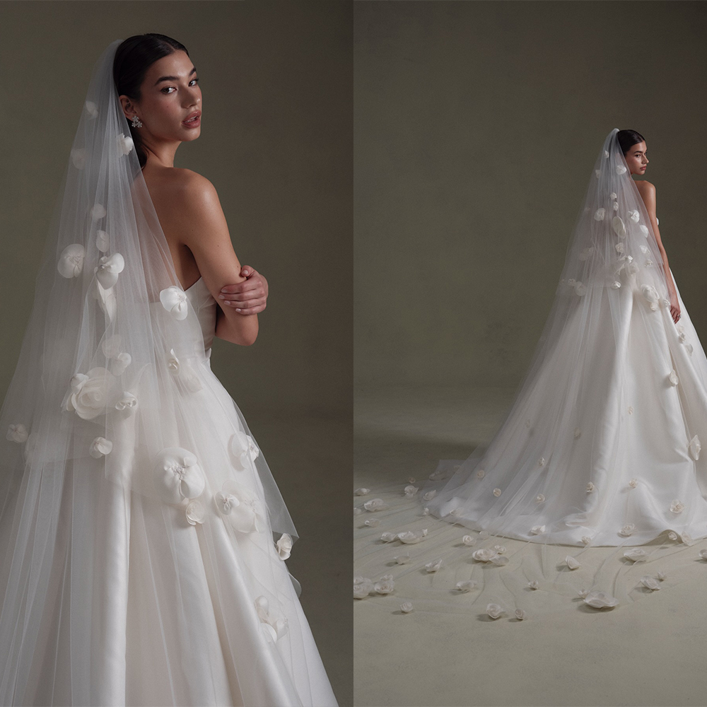 Elegant Bridal Veils Women One-Layer Appliques Edge Bride Complementos Wedding Accessories Velo De Novia Customized