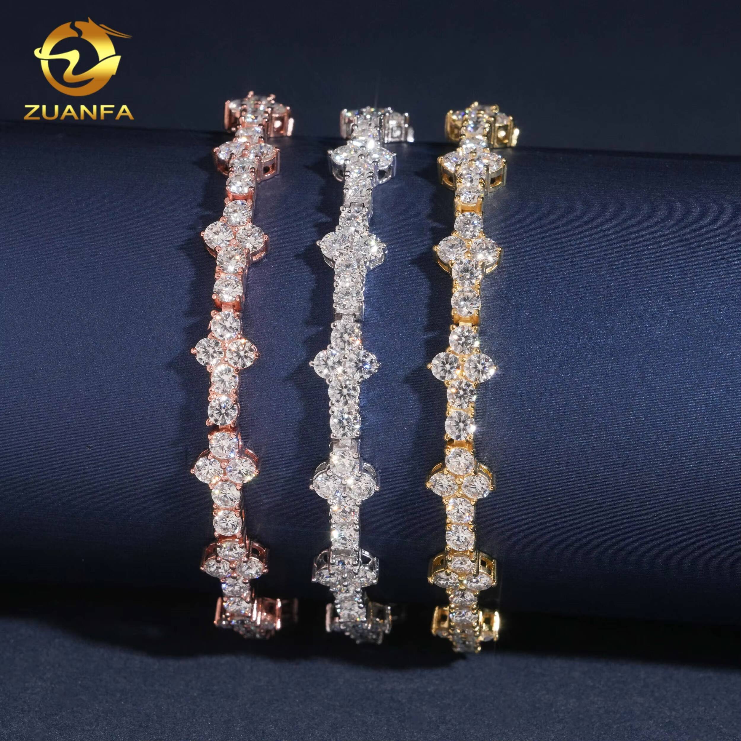 Pass Diamond Tester 925 Sterling Silver Hip Hop Fashion 3mm Cross Moissanite Tennis Chain Necklace