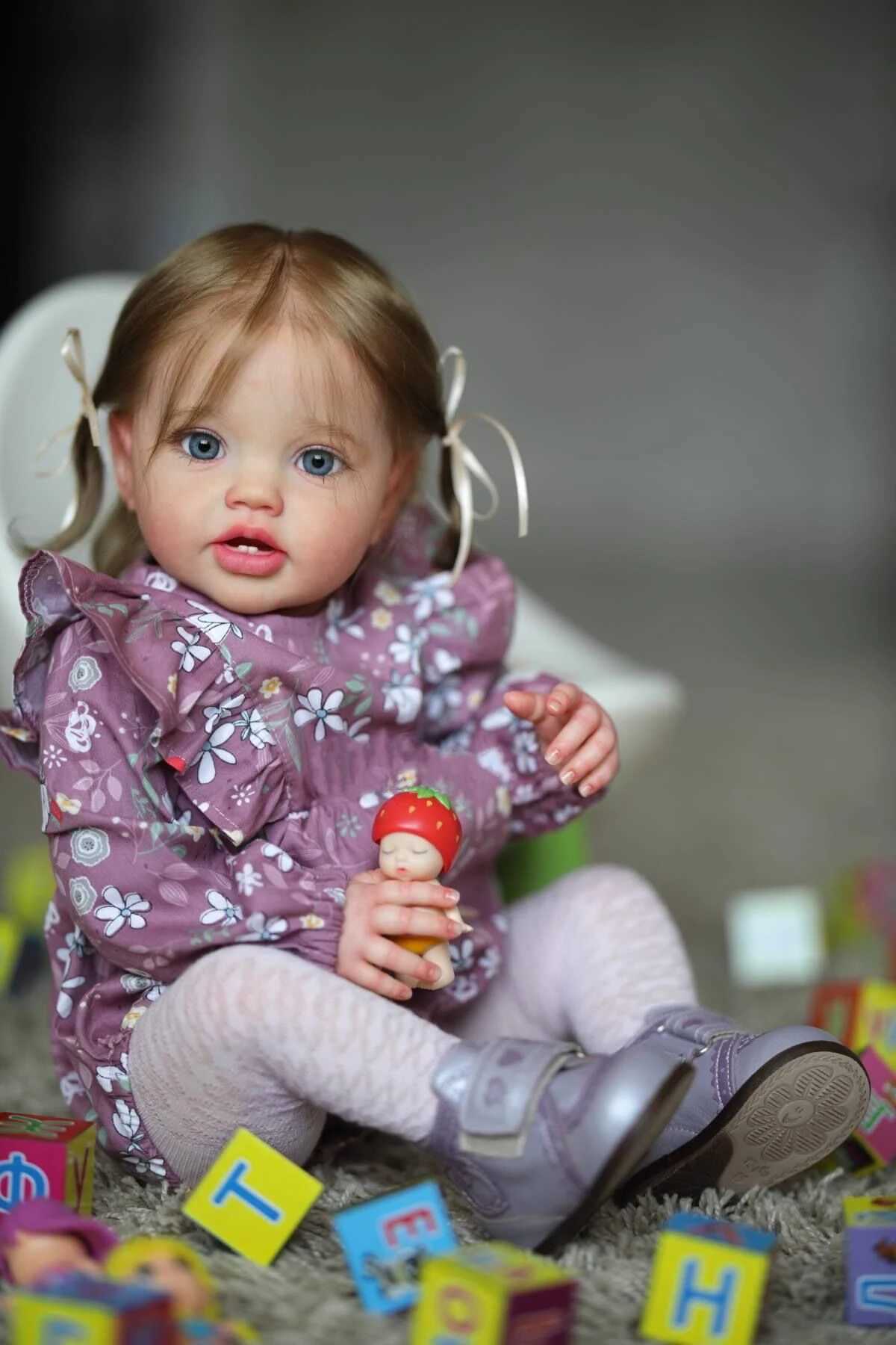 NPK 24Inch Newborn Baby Toddler Doll Reborn Lottie Princess Girl Lifelike Soft Touch 3D Skin Art Doll with Hand Rooted Hair L251031