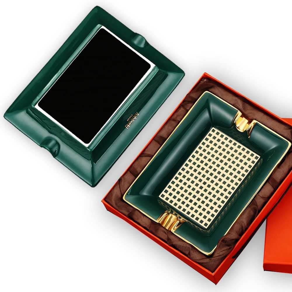 Designer LUBINSKI Ashtray Ceramic Home 2 Slots Holder Cigar Ash Tray Luxury Travel Outdoor Ashtrays With Gift Box Packaging Y251031