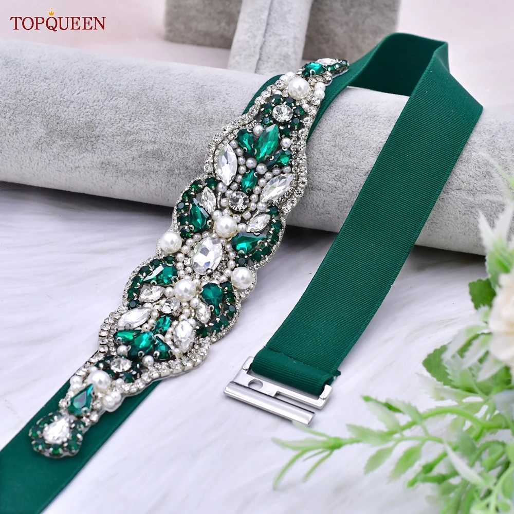 TOPQUEEN S407B Women Elastic Belts for Party Dress Gown Silver Rhinestone Girdle Female Shiny Waistband Fashion Daily LuxuriousW251030