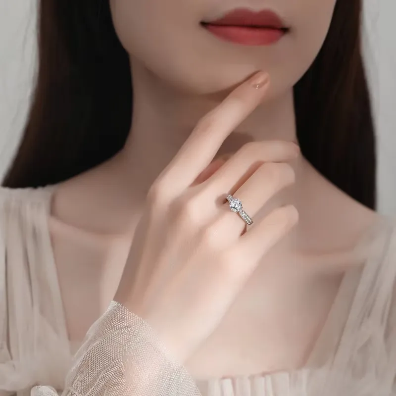 MT GRA D VVS1 1CT Moissanite Engagement Rings for Women 925 Sterling Silver Promise Rings Fine Fashion Jewelry Wholesale Classic Six-Prong Setting