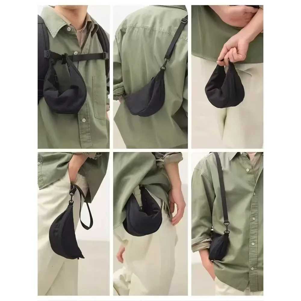 Solid Color Womens Portable Shoulder Bag Simple Female Nylon Cloth Padded Crossbody Bags Travel Purse Handbags Messenger Bag W251031