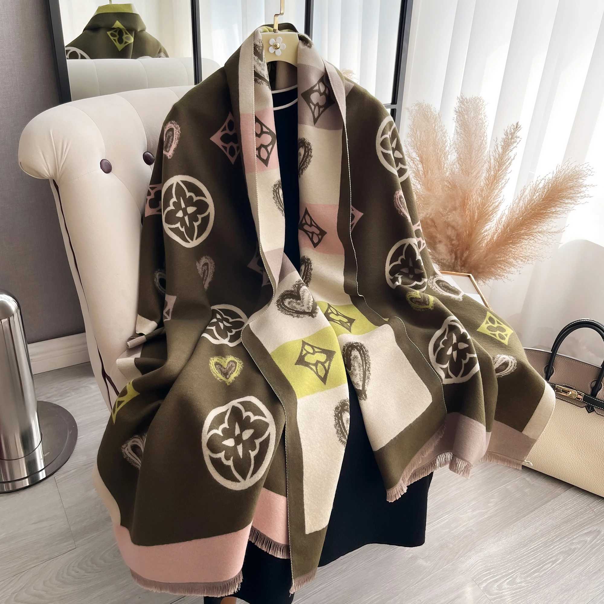 Luxury Cashmere Love Scarf Winter Women Shawls Warm Blanket Wraps Female Foulard Bandana Brand Thick Scarves Hijab New C251031
