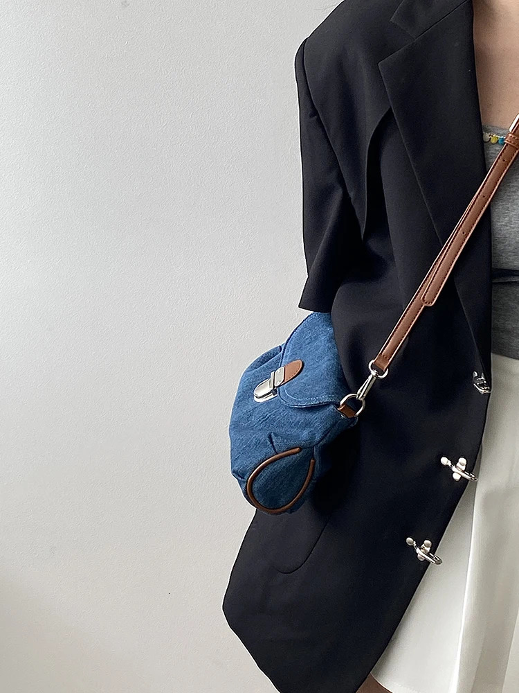 Retro Denim Womens Small Shoulder Bag Soft Canvas Ladies Crossbody Bags Lock Female Tote Purse Underarm Bag Handbags 251027