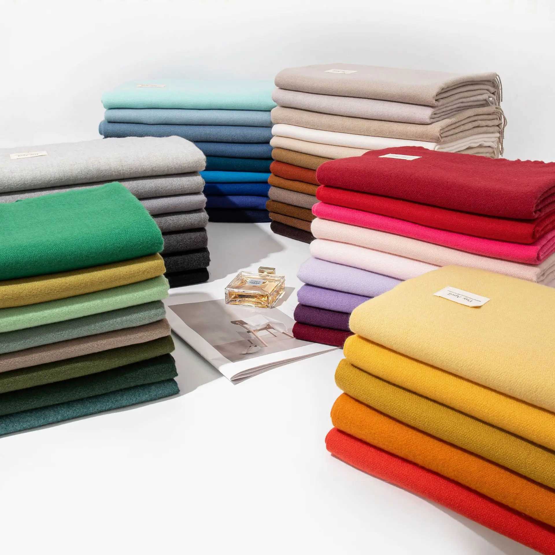 2025 New Winter Cashmere Feel Women Scarf Light Blue Solid Color Fashion Wrap Shawl for Women Warm Neck Accessories C251031