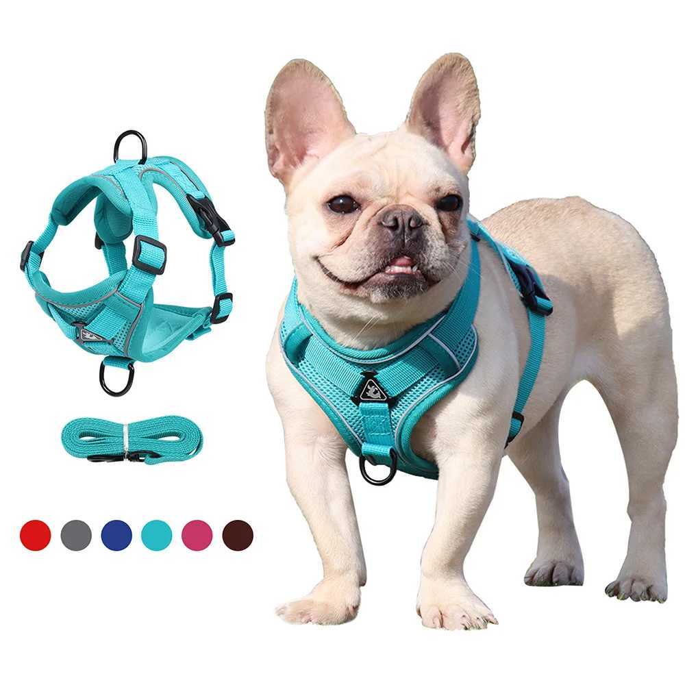 Dog Harness Cat Leashes Collar Bulldog Straps Small Medium Dog Puppy Harnesses Bichon Frise Vest Garlden Reflective Pet Supplies C251031