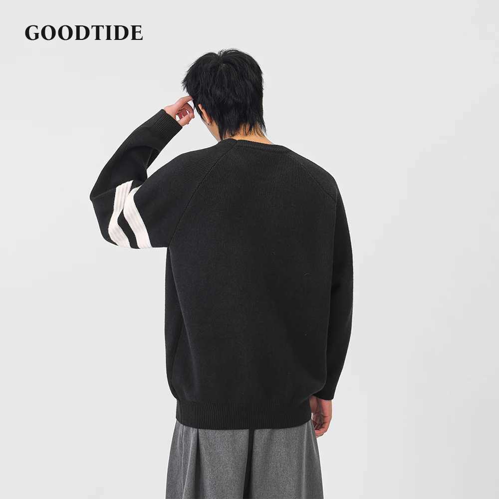2025 Winter Fashion Mens Casual Crew Neck Sweater Stripe Sleeve Raglan Sleeve Knitted Pullover Soft Long Sleeve Jumper Top J251021