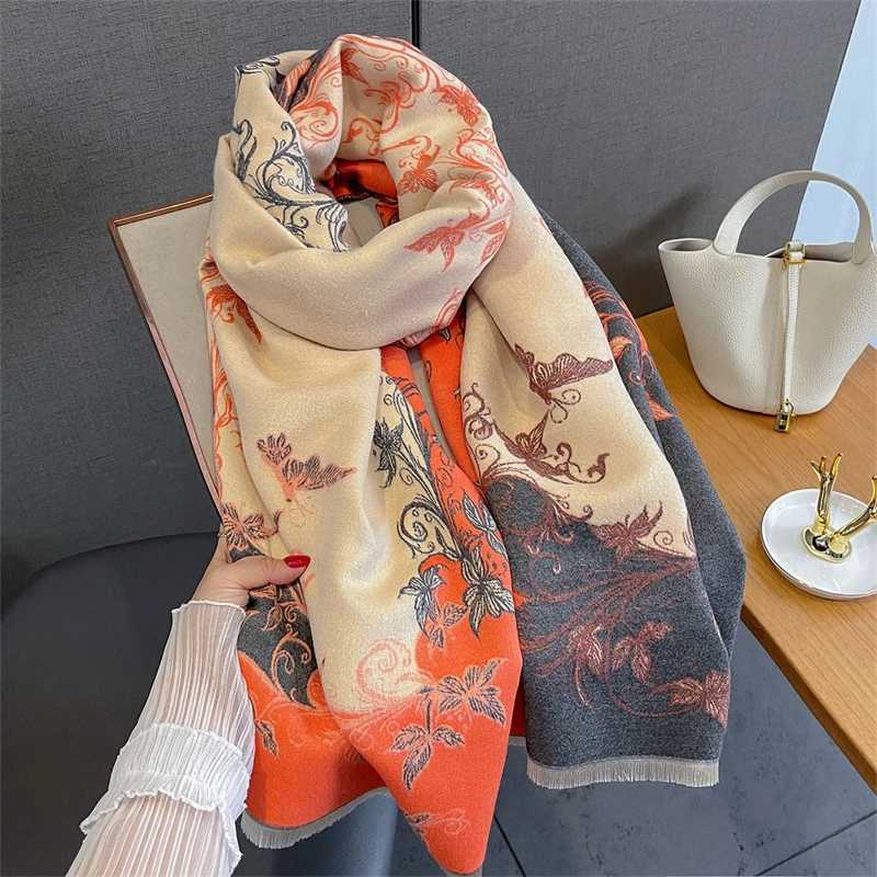 Women Winter Scarf Cashmere Shawls and Wraps Bufandas Floral Print Warm Thick Scarves Blanket for Lady 2025 Newpe C251031