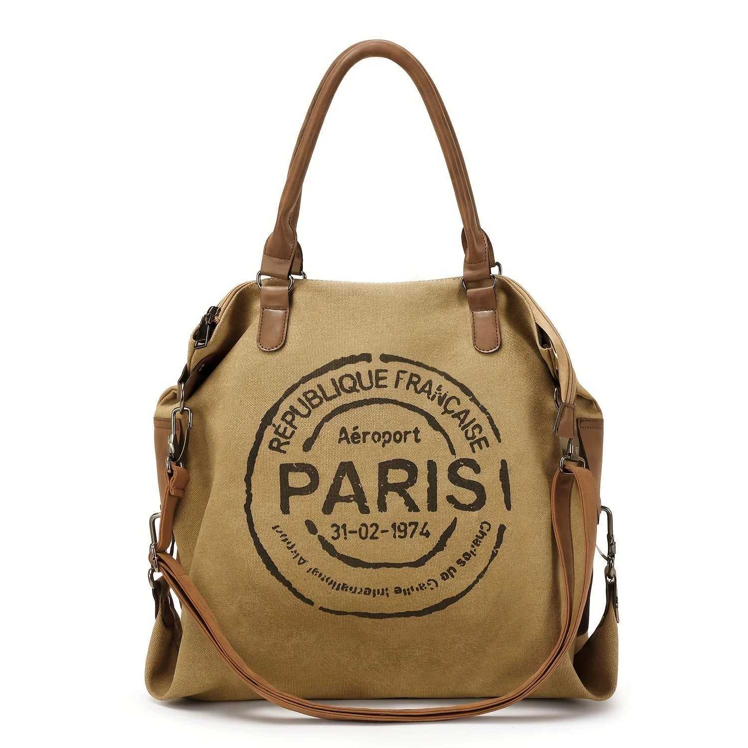 Paris Republique Bag Canvas Tote Bag Crossbody Bag Handbag Large W251031