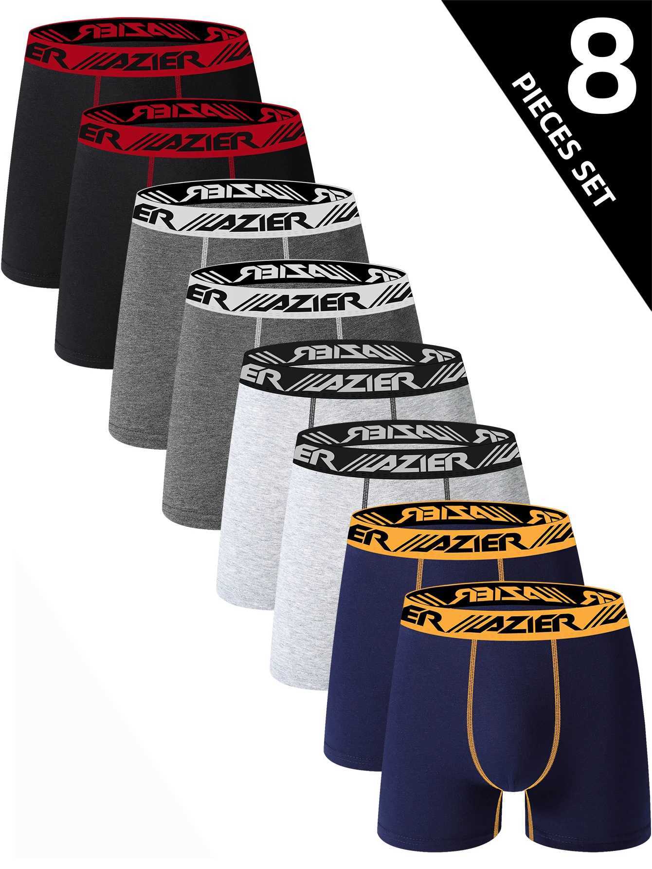 8PCS Mens Underwear Breathable Soft Comfortable Mens Long Boxers Briefs Trendy Fashion Simple Highend Mens Classic LeggingsT251031