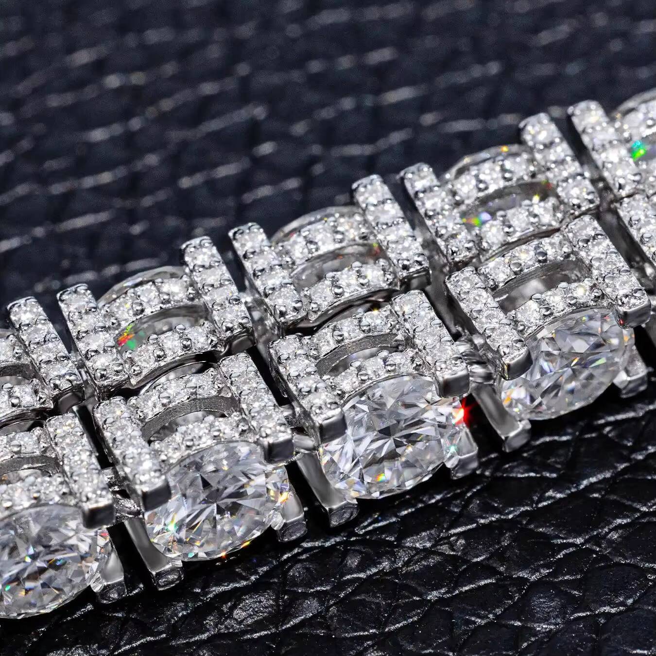 Fashion 5mm Iced Out Cluster Tennis Bracelet Luxury White Gold 925 Sterling Silver VVS Moissanite Diamond Jewelry for Men Women