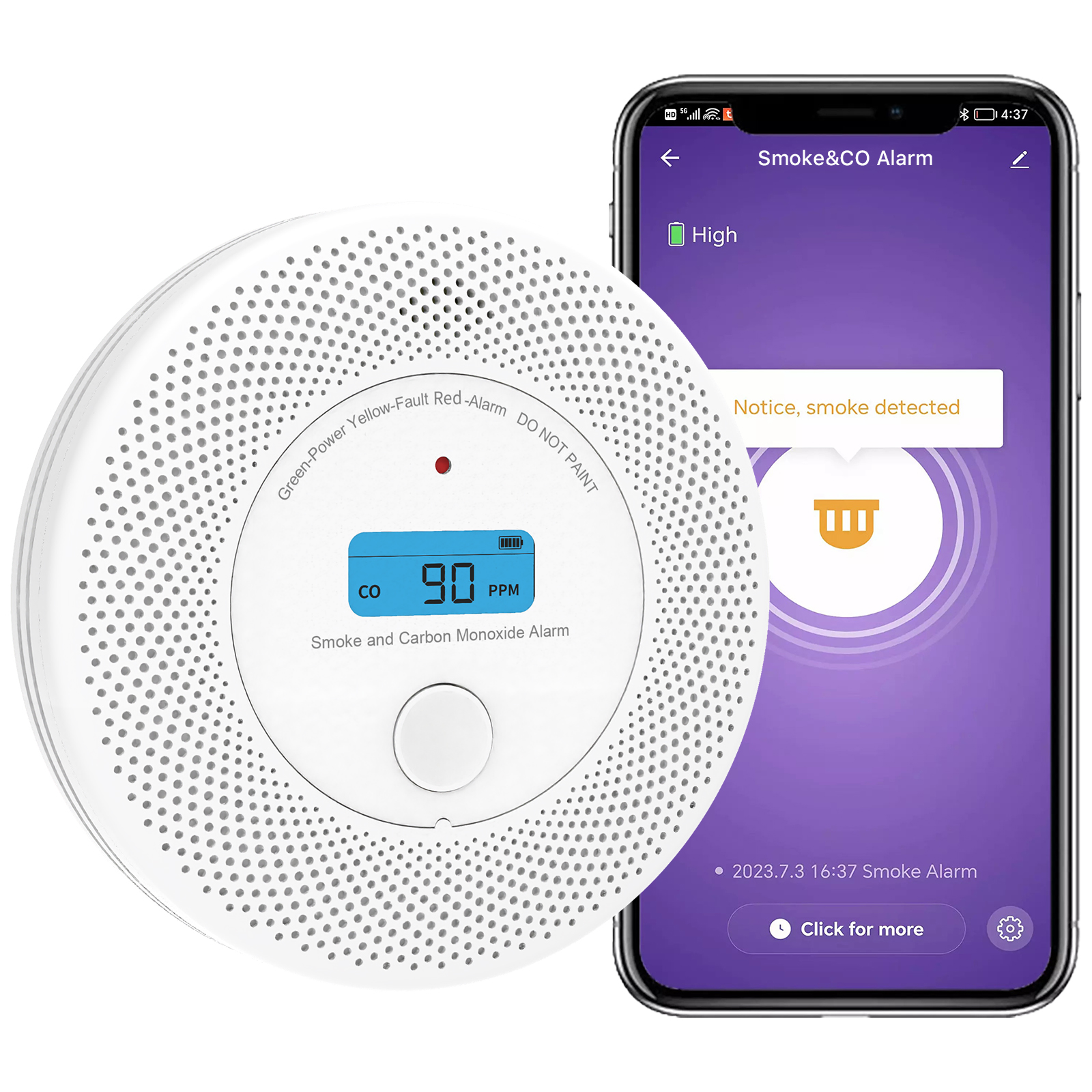 Smart WiFi Enabled Smoke Alarm with Built-in Audio Detection for Enhanced Safety VCS62