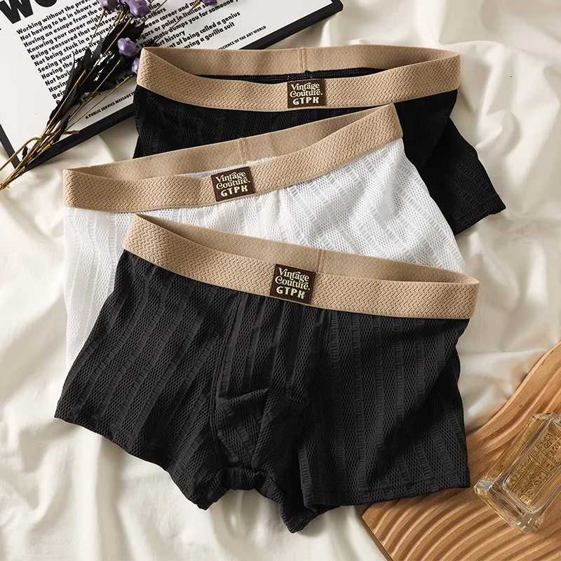 3pcs Boxer Shorts Mens Underpants Mesh Underwear For Men Breathable U Convex Lingerie Male Underpants PantiesT251031