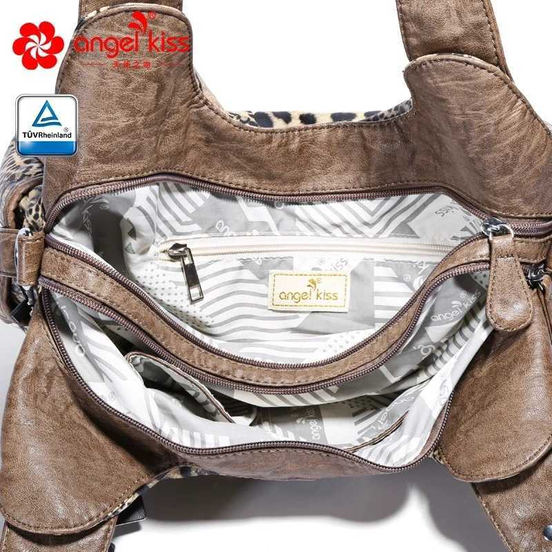 Angelkiss Brand Women Handbags Leopard Bag Tophandle Handbag Fashion Satchel Dumpling Shoulder Bag Tote Bag Hobos Large Purse W251031