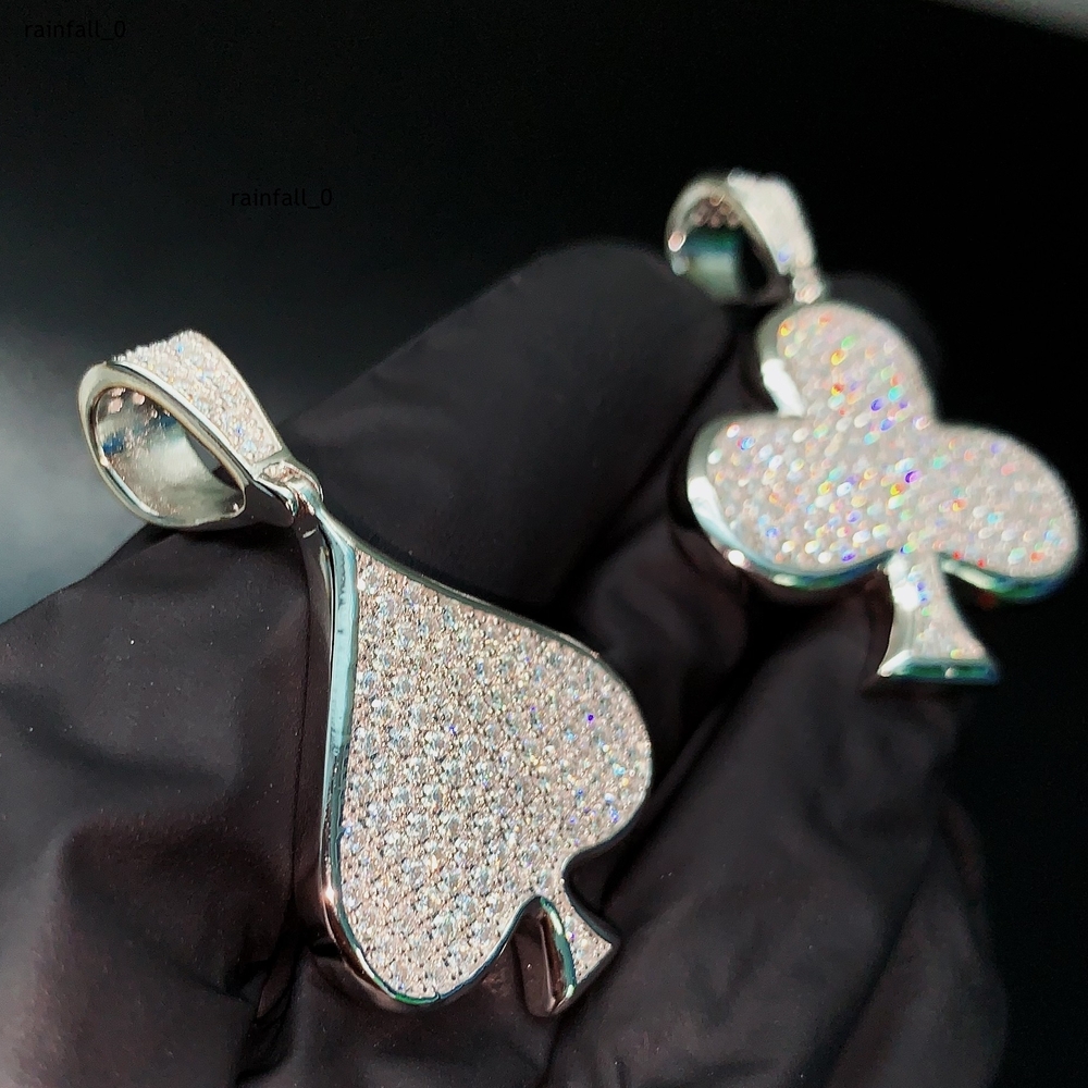 Fortune Lucky Charm Ace Spade Pendant Poker Moissanite Pendants Iced Out Jewelry Custom Moissanite Pendant