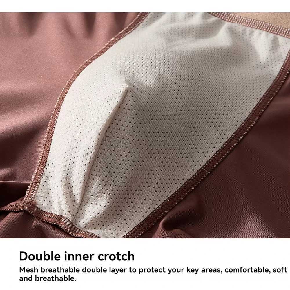 3PCSPack Luxury Satinlike Ice Silk Mens Panties Hygroscopic Breathable Doublelayer Silk Crotch Boxer High Elastic UnderpantsT251031