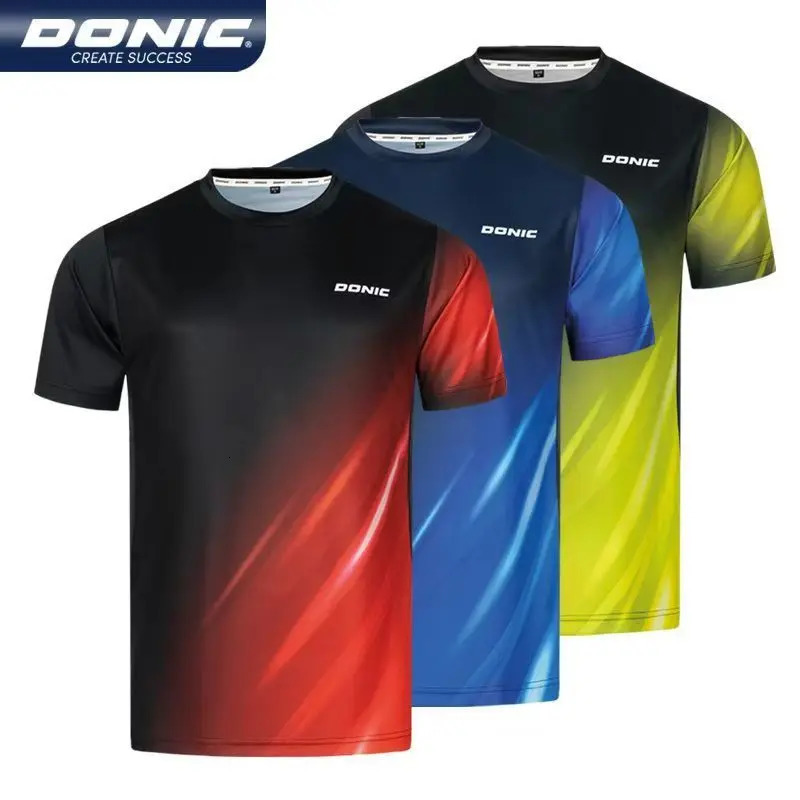 Donic table tennis jersey summer mens and womens short sleeved tshirt skin friendly breathable quick drying sportswear 83244 251030