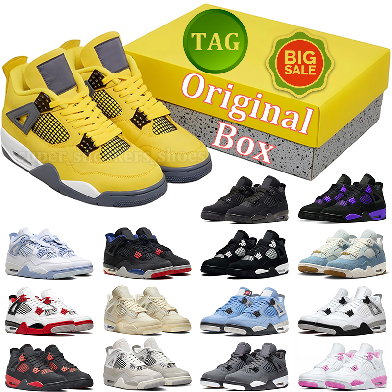 Designer Sneakers Men Women 4s Basketball shoes 4 Panda Military Black Cat Worn Blue Purple White Thunder Outdoor Sports Trainers Sneaker Original Box