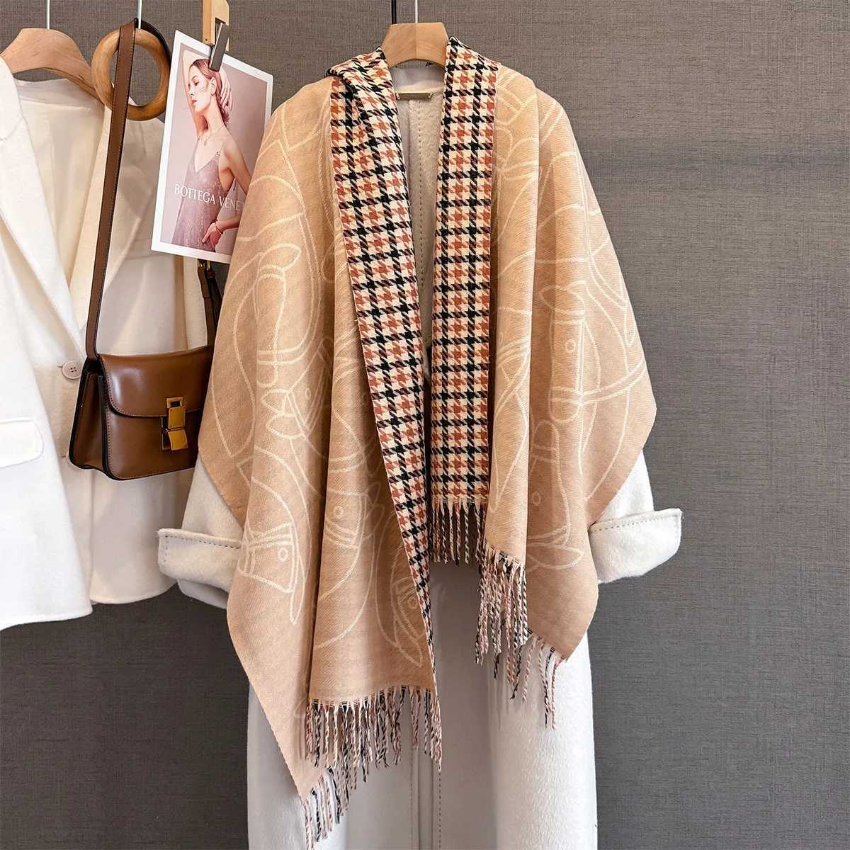 Long Tassels Winter Cashmere Scarf Women Luxury Horse Print Female Shawl Wrap Scarves Lady Thick Warm Blanket Echarpe C251031